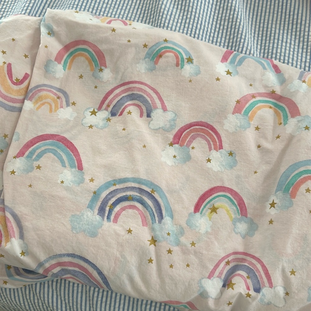 Pottery barn Rainbow Duvet and Sham - light pink - twin